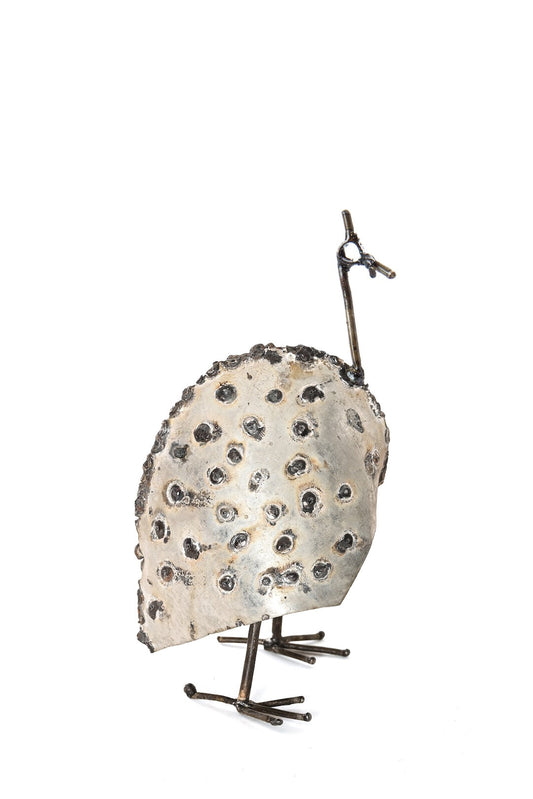 Medium Recycled Metal Guinea Fowl Bird from Zimbabwe