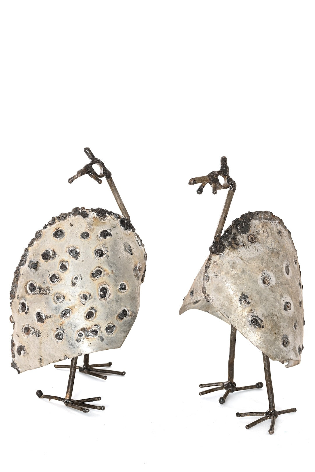 Medium Recycled Metal Guinea Fowl Bird from Zimbabwe