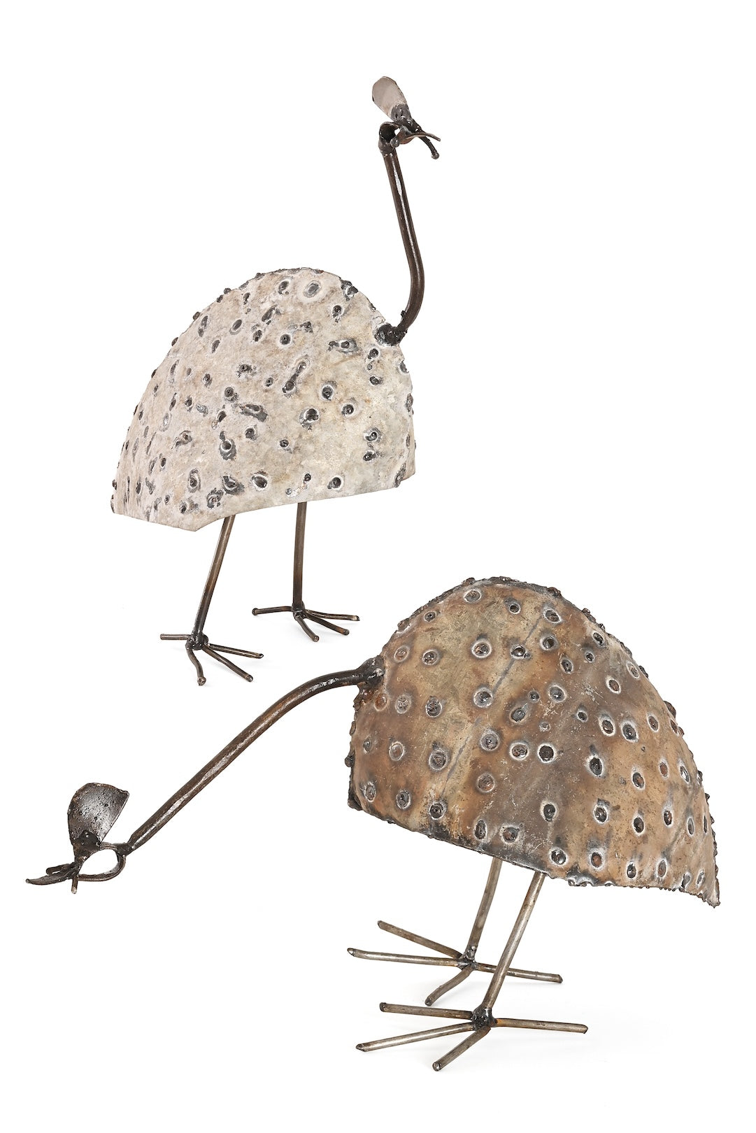 Large Recycled Metal Guinea Fowl Bird from Zimbabwe