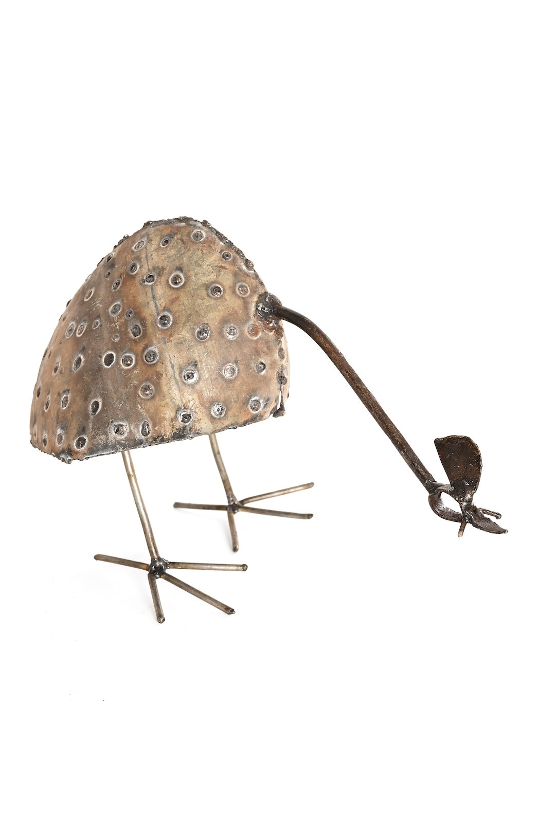 Large Recycled Metal Guinea Fowl Bird from Zimbabwe