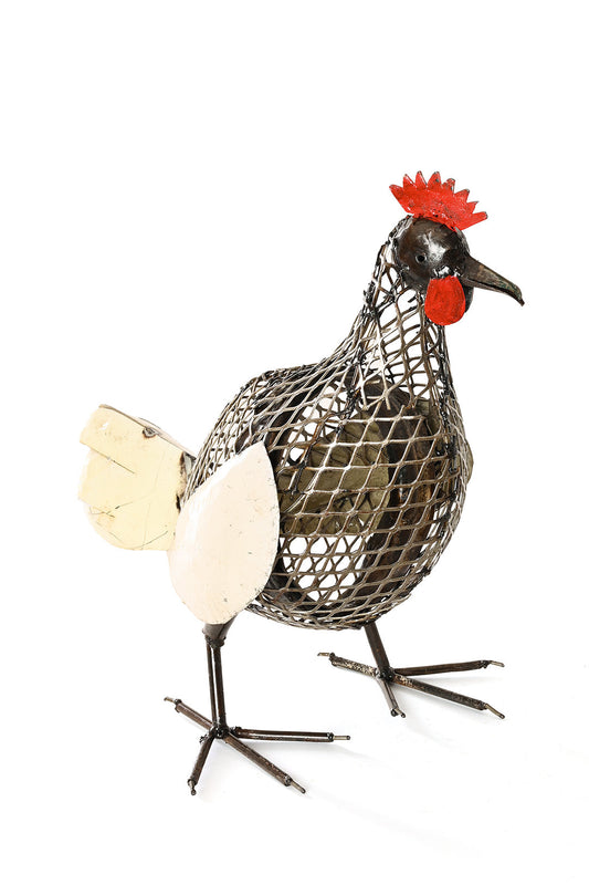 Recycled Metal Mesh Mother Hen Sculpture