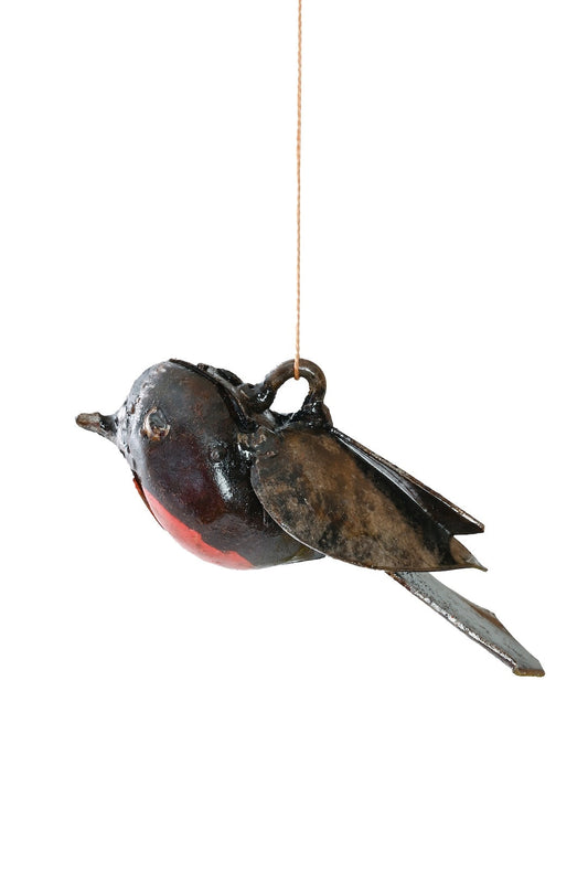 Recycled Metal Robin Hanging Sculpture