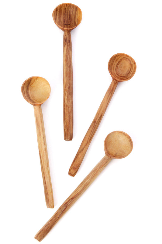 Set of 4 Wild Olive Wood Sugar Spoons