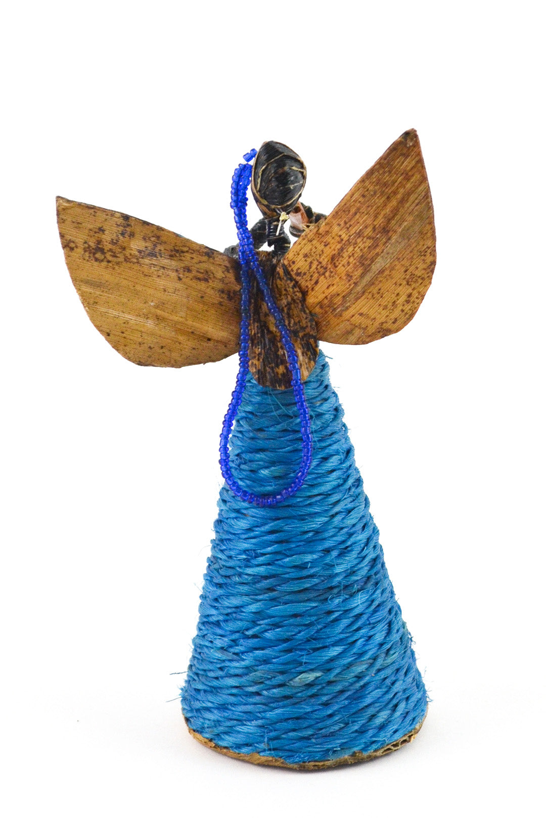 Small Banana Fiber Angel Holding Horn
