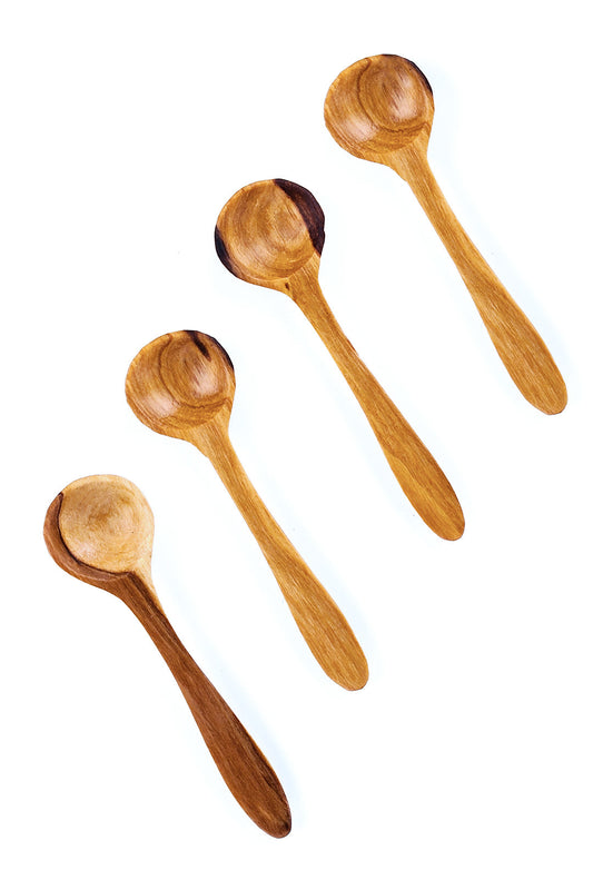 Set of 4 Wild Olive Wood Pendulum Spice Spoons