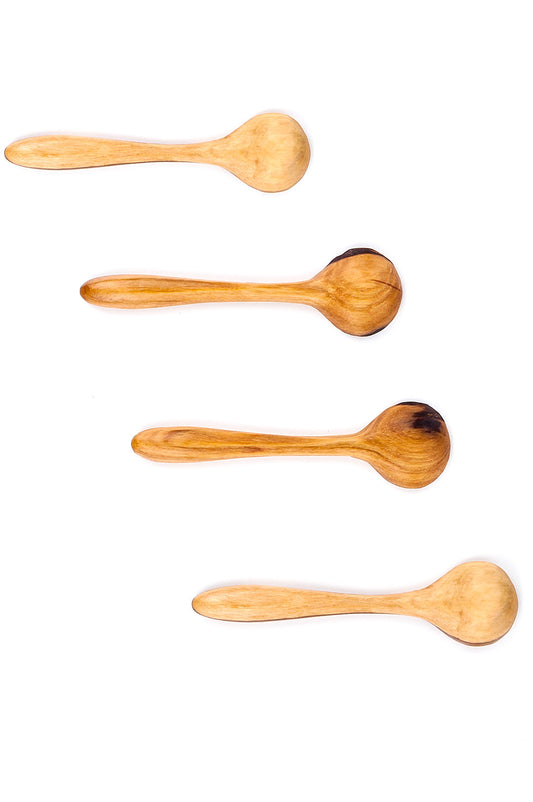 Set of 4 Wild Olive Wood Pendulum Spice Spoons