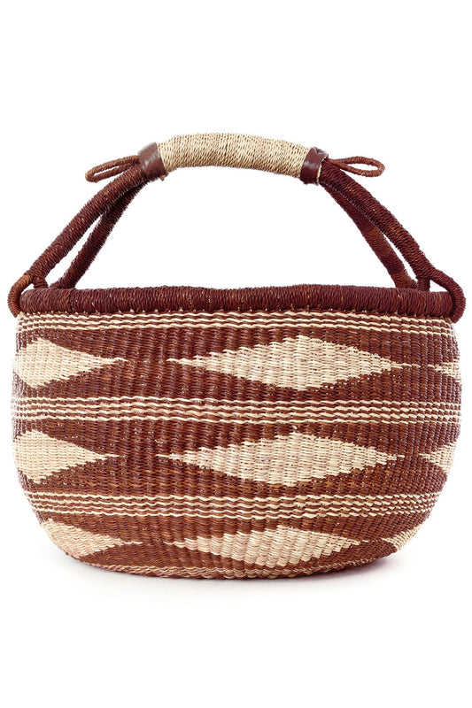 Cinnamon Diamond Handwoven Decorative Bolga Basket