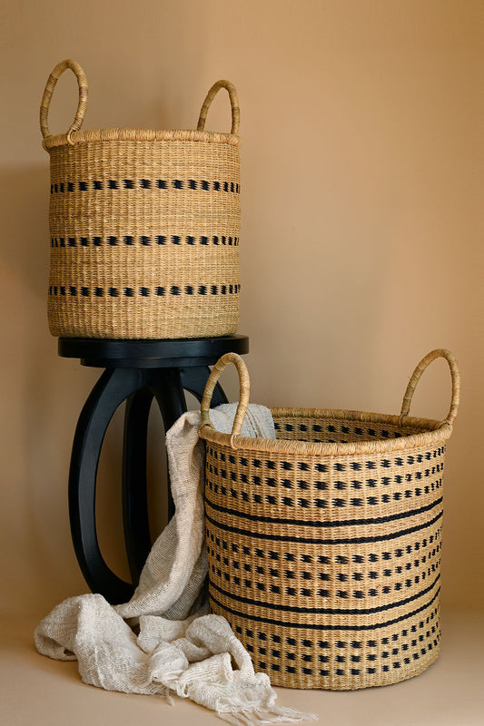 Set of 2 Dotted Elephant Grass Open Hampers