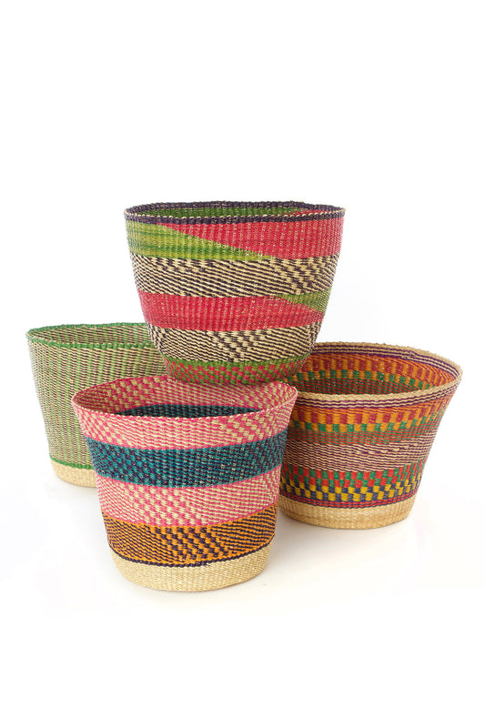 Bolga Storage Bins in Assorted Colors and Patterns