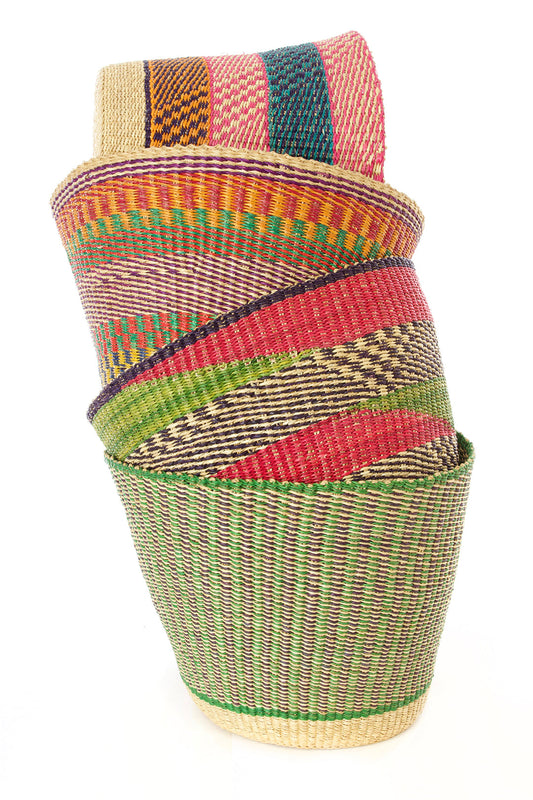 Bolga Storage Bins in Assorted Colors and Patterns