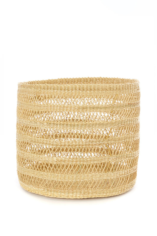 Lace Weave Basket Bin from Ghana - Medium