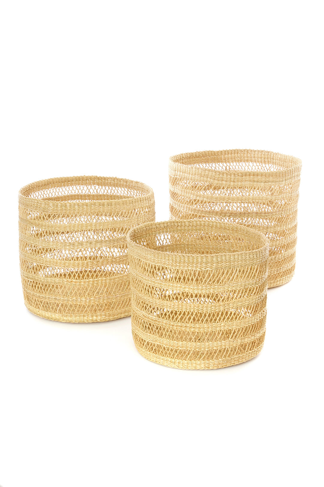 Lace Weave Basket Bin from Ghana - Medium