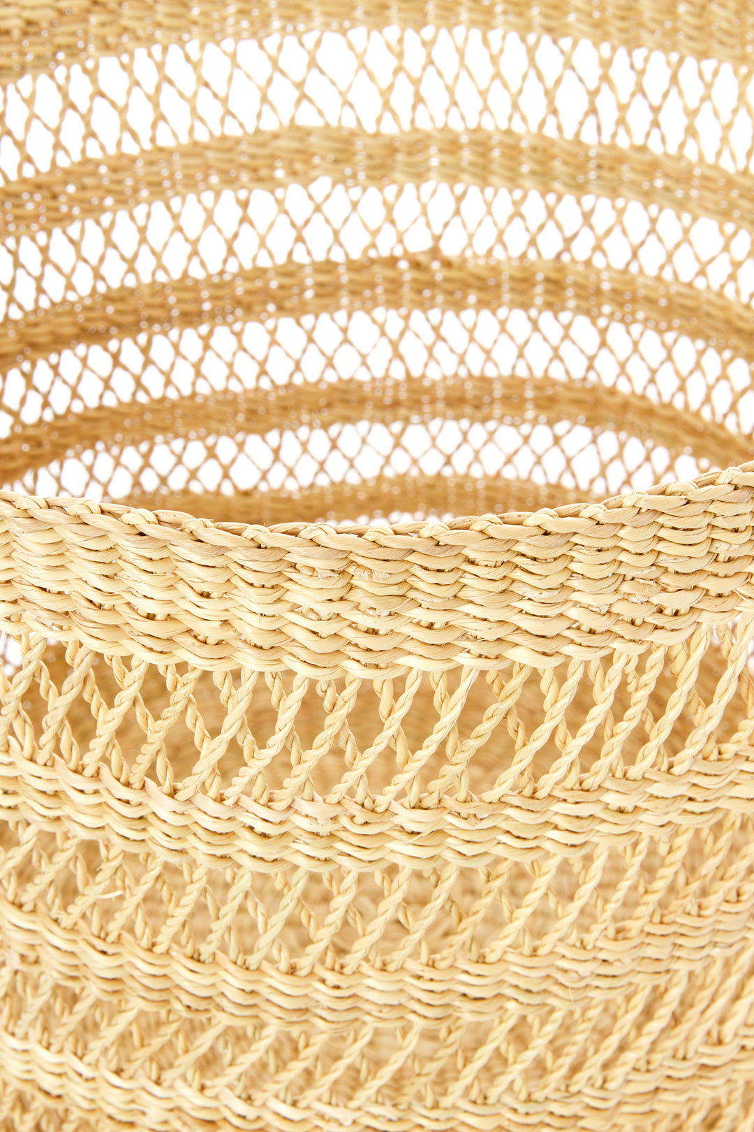 Lace Weave Basket Bin from Ghana - Medium