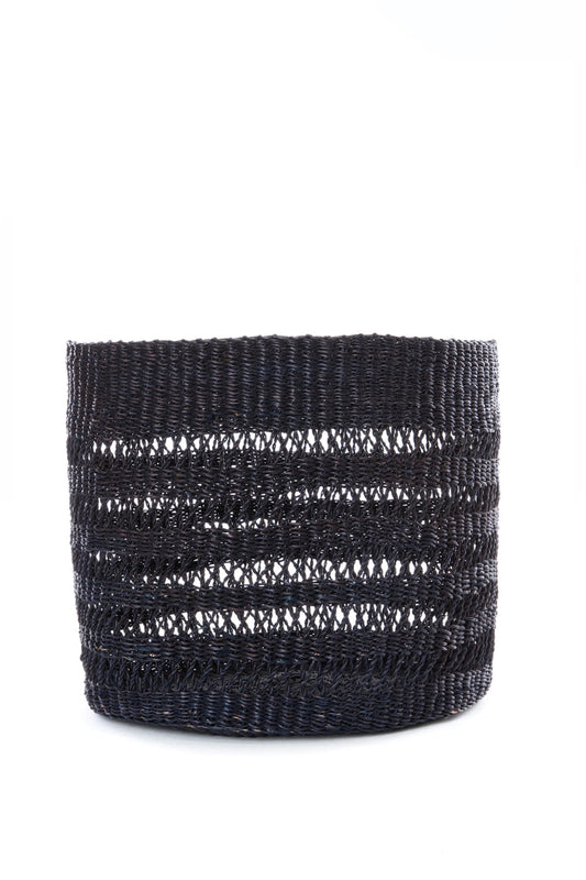 Raven Lace Weave Basket Bin from Ghana - Small