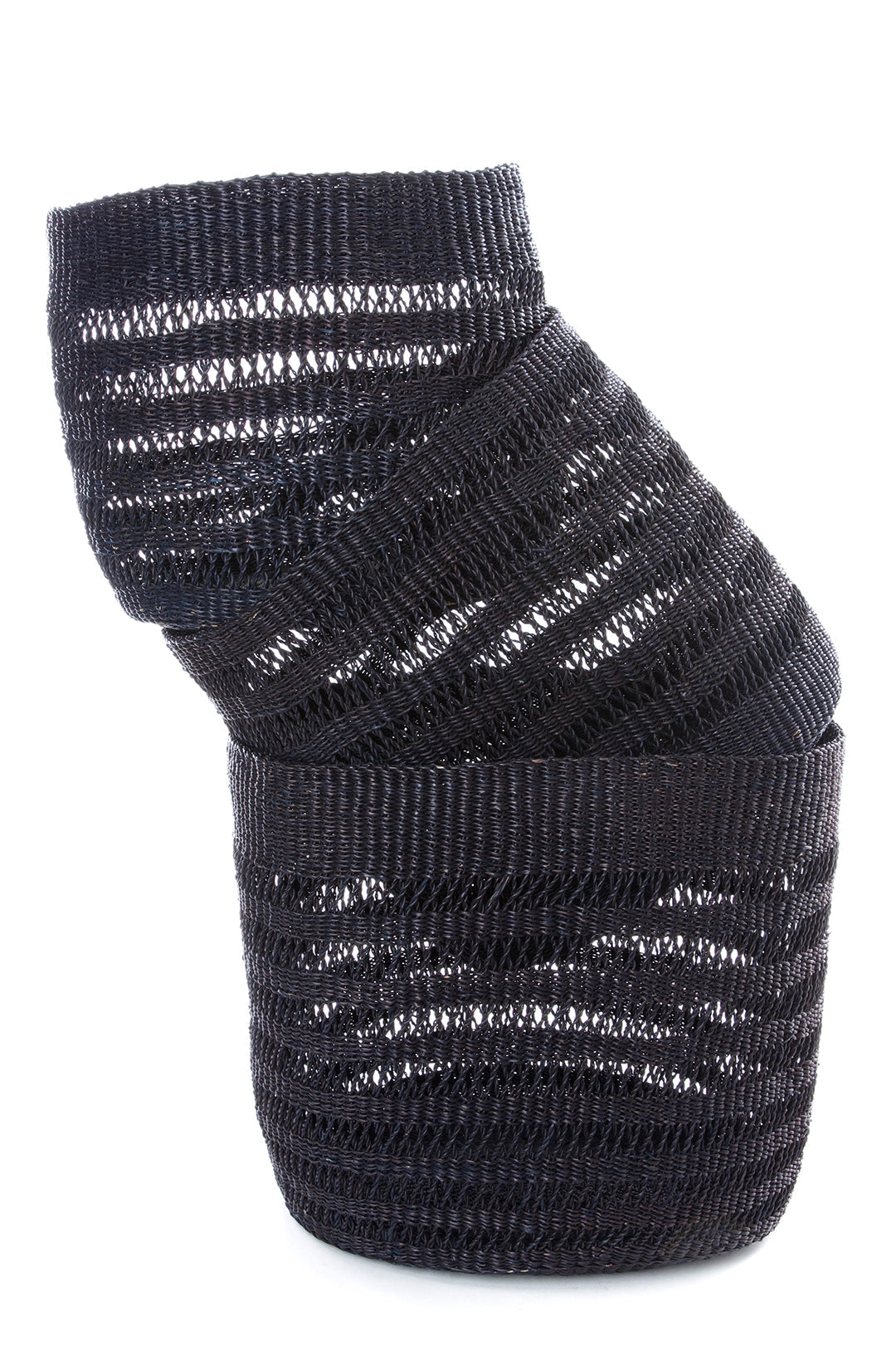 Raven Lace Weave Basket Bin from Ghana - Medium