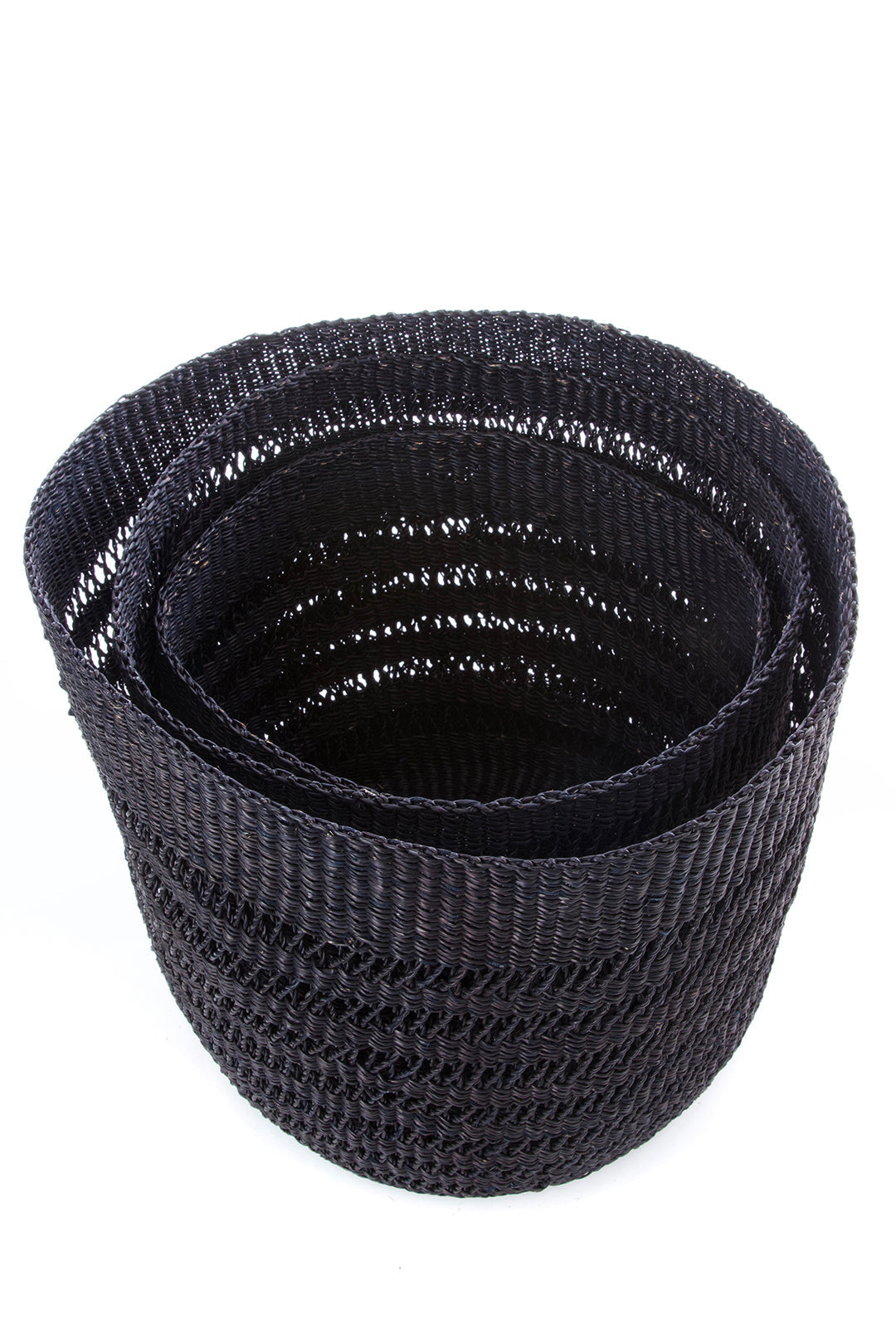 Raven Lace Weave Basket Bin from Ghana - Large