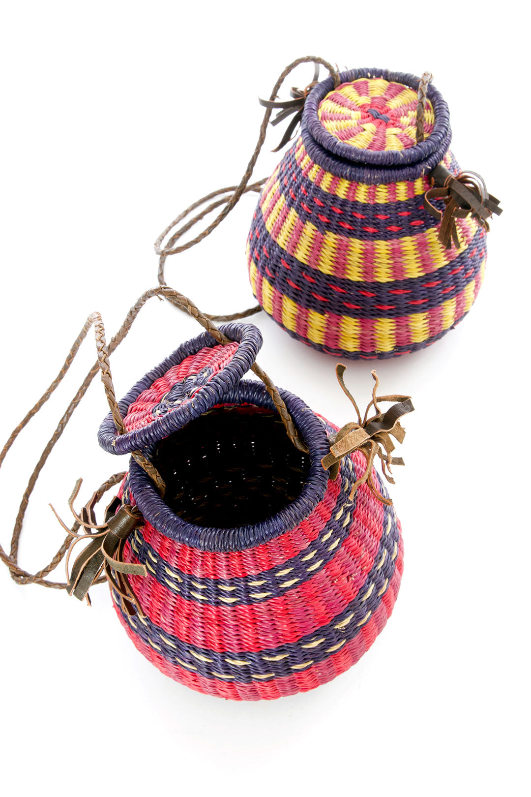 Ghanaian Lidded Basket Purse in Assorted Colors
