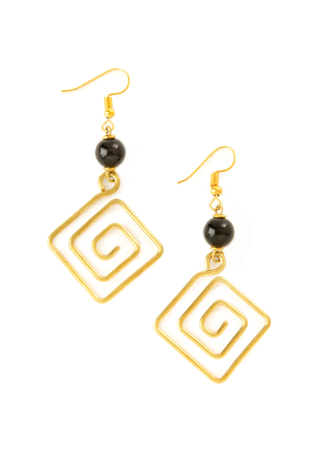 Kenyan Brass Kipeo Earrings with Glass Focal Bead