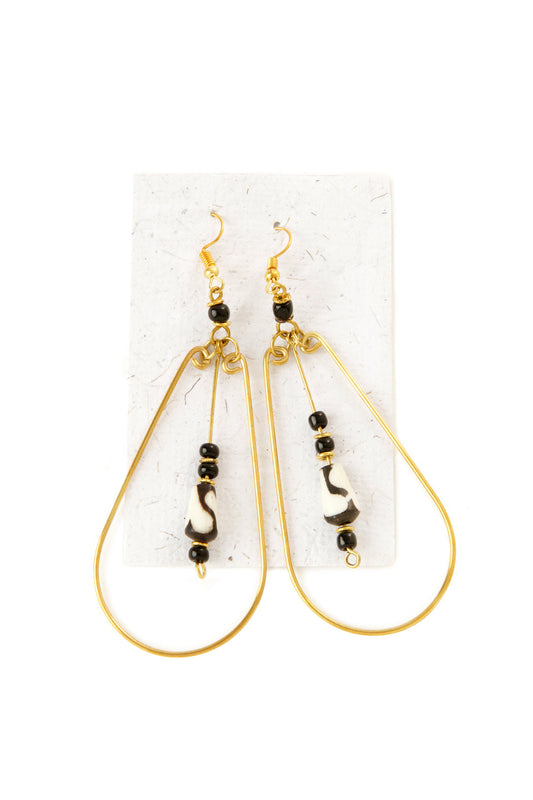 Kenyan Brass Petali Earrings with Batik Bone