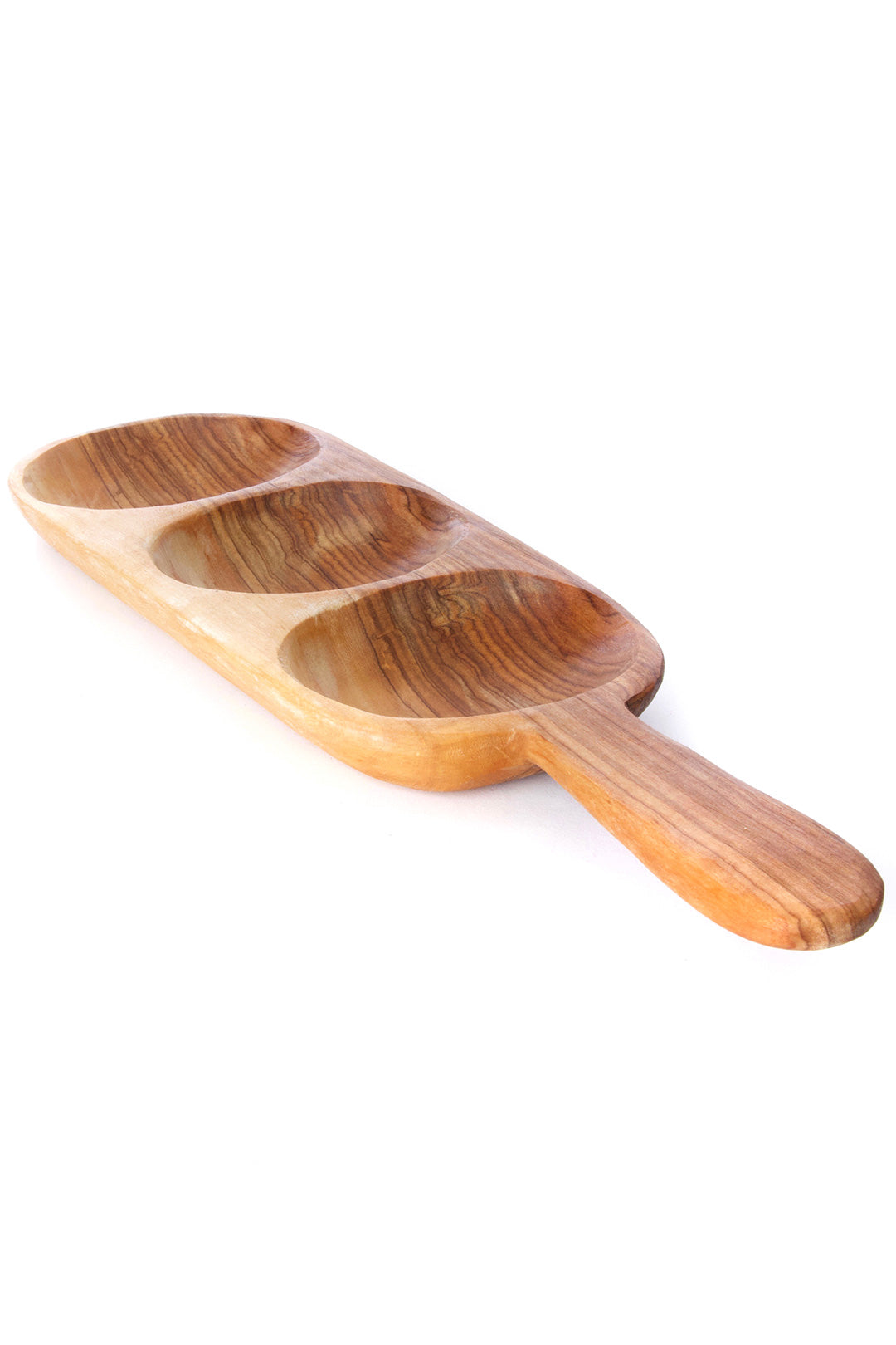 Wild Olive Wood Triple Well Serving Trays