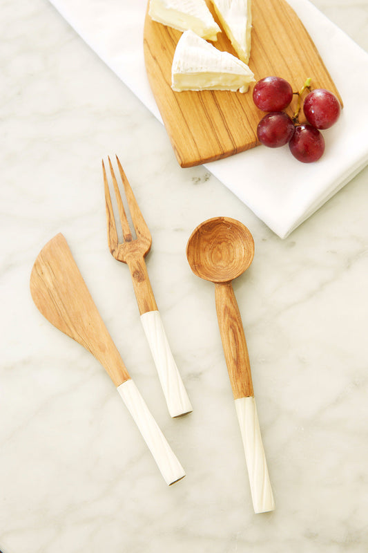 Antelope Antler Wild Olive Wood Serving Utensils