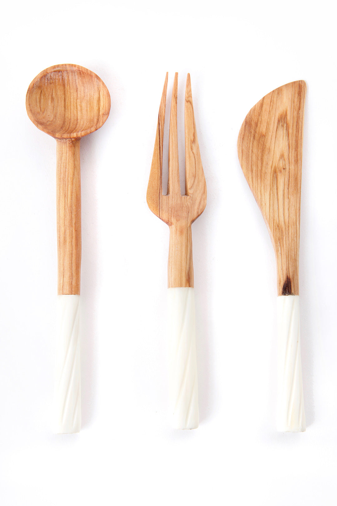 Antelope Antler Wild Olive Wood Serving Utensils