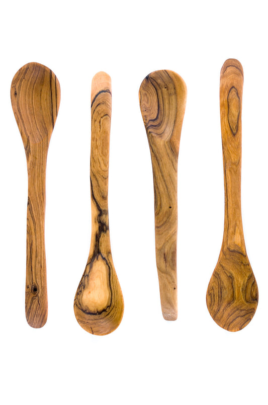 Set of 4 Wild Olive Wood Tasting Spoons