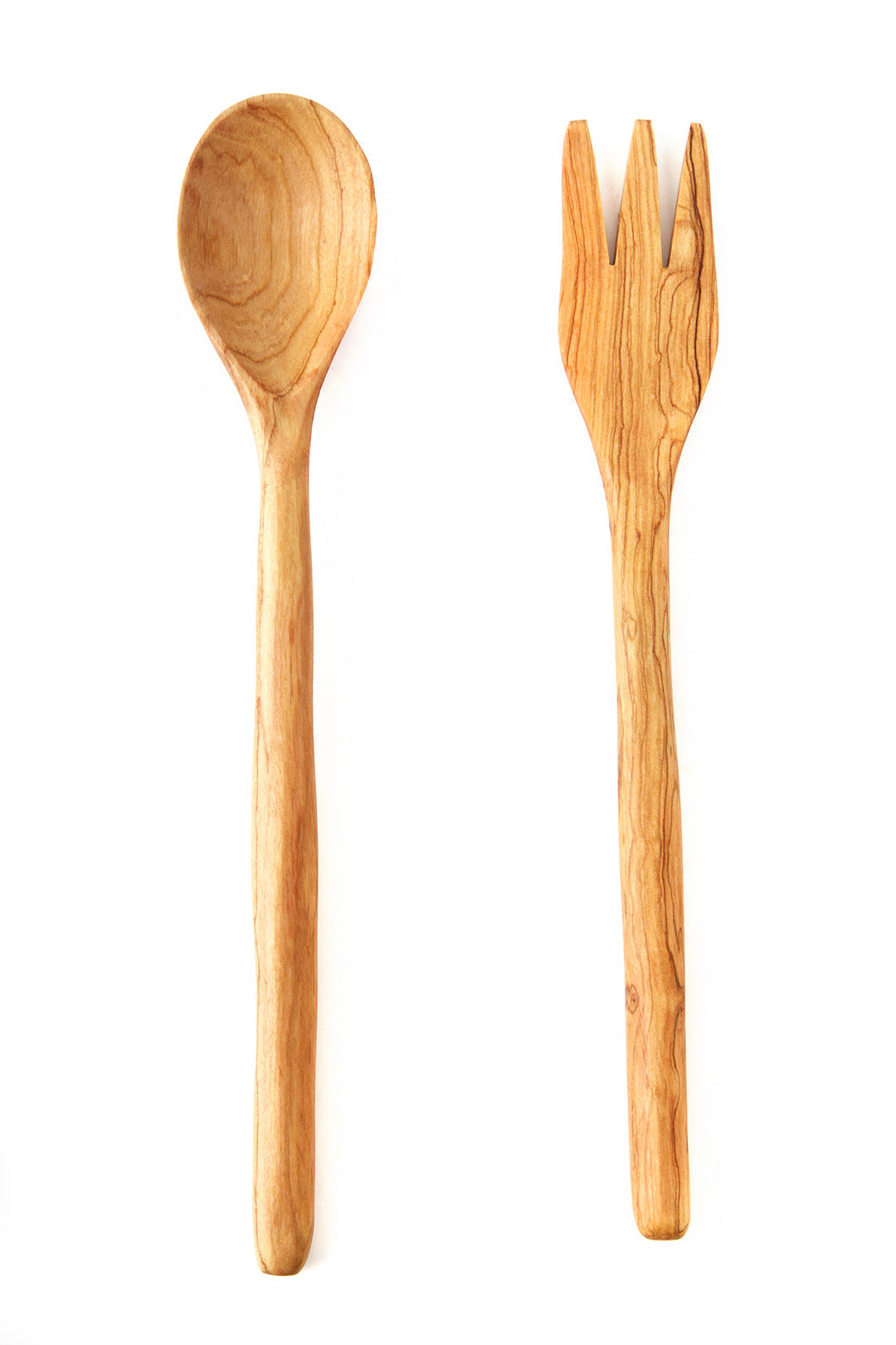 Slender Wild Olive Wood Salad Servers