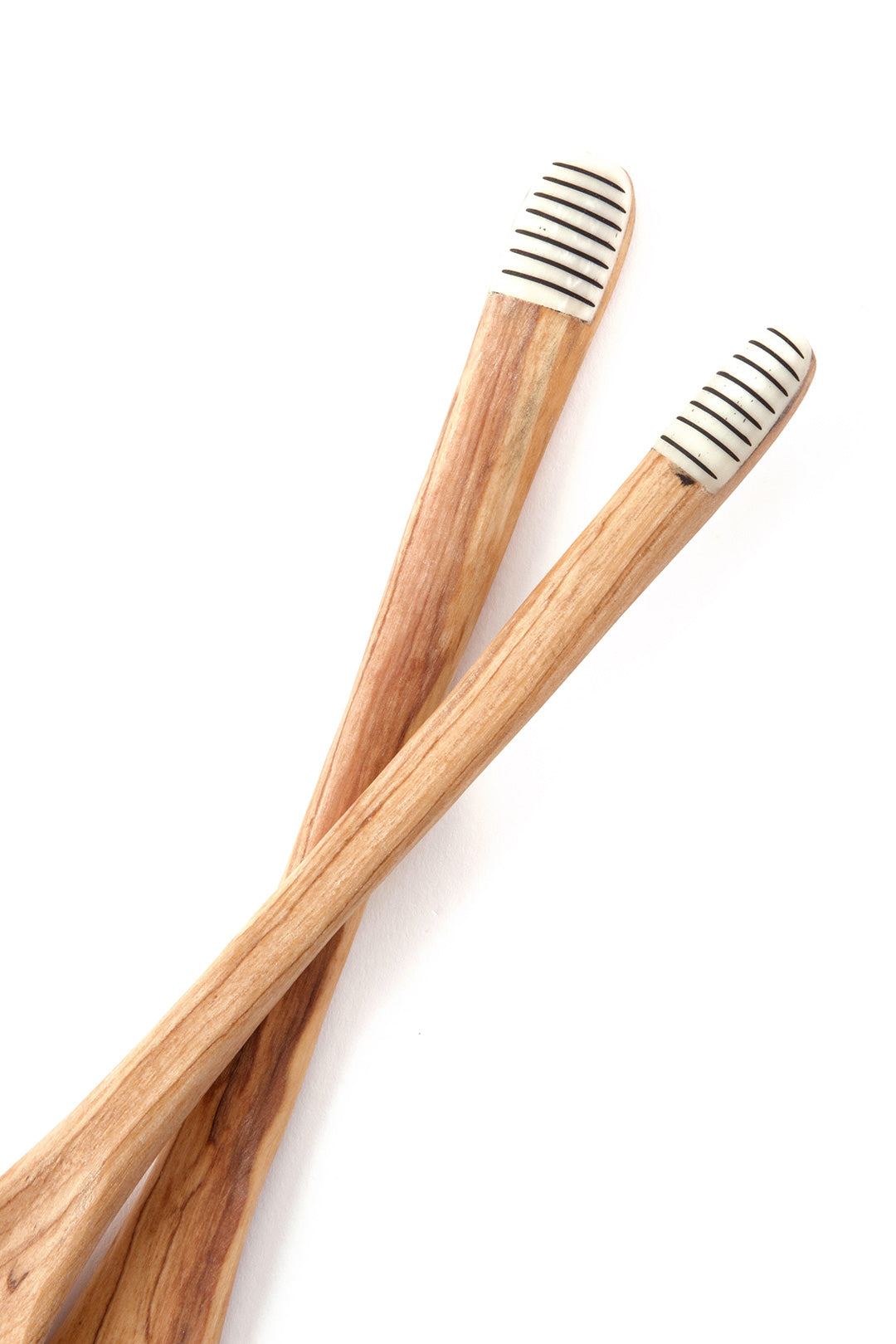 Slender Wild Olive Wood Salad Servers with Etched Bone Handles