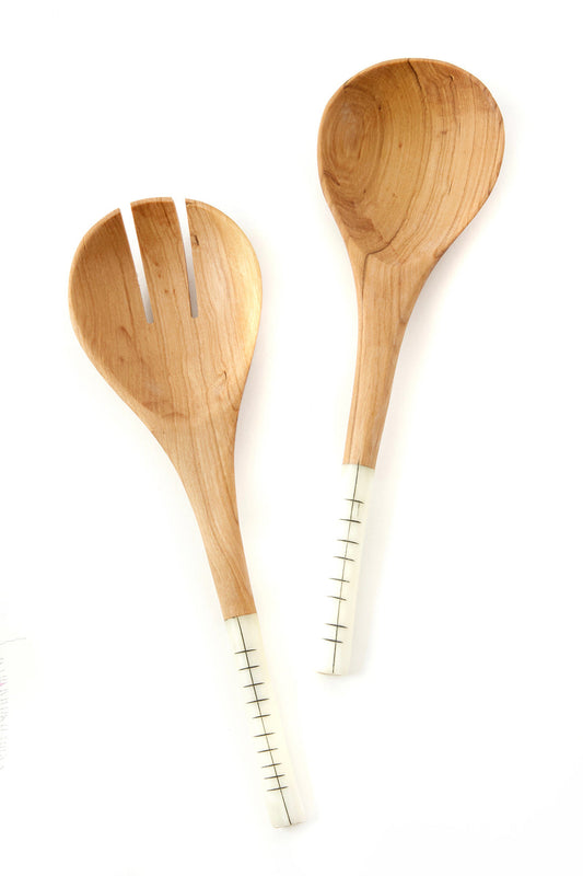 Short & Sweet Wild Olive Wood Salad Servers