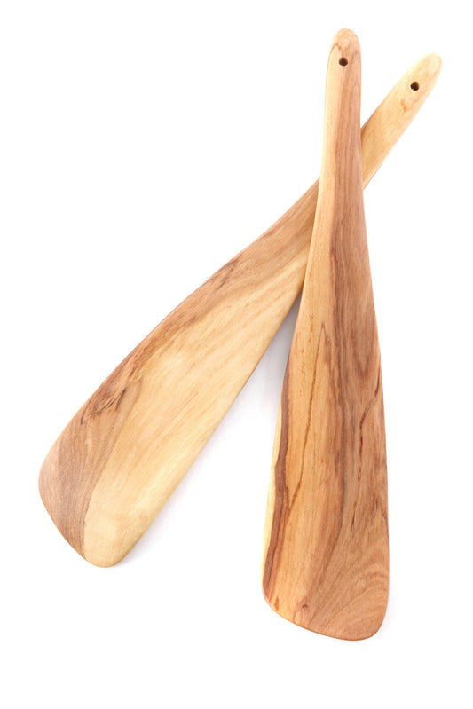 Kenya Wild Olive Wood Kafi Paddle Salad Servers