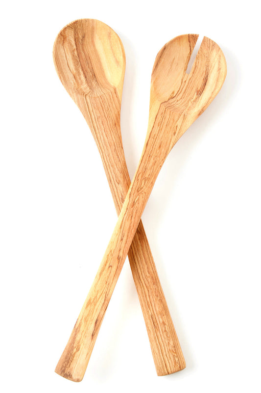Kenyan Wild Olive Wood Lemongrass Salad Servers