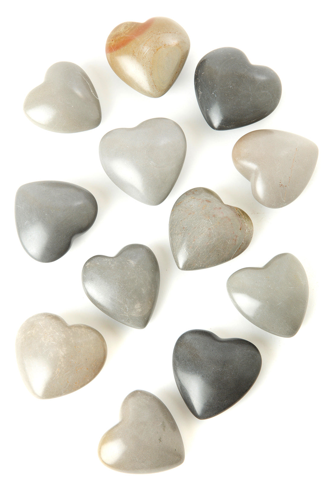 One Dozen Dove Gray Soapstone Heart Keepsakes