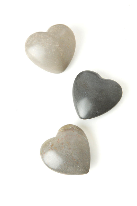 One Dozen Dove Gray Soapstone Heart Keepsakes