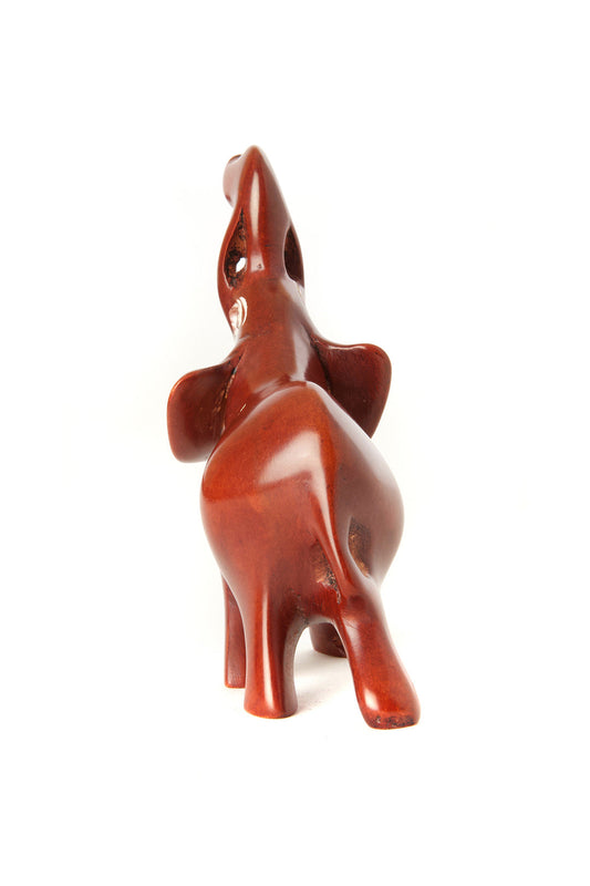 Small Brown Soapstone Trumpeting Elephant