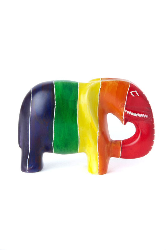 Kenyan Soapstone Rainbow Elephant Sculpture