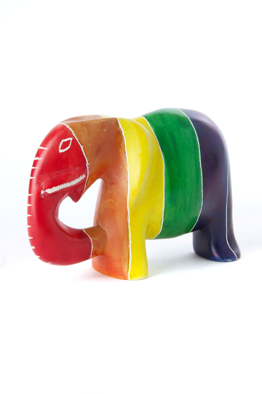 Kenyan Soapstone Rainbow Elephant Sculpture