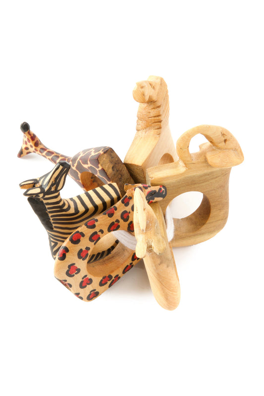 Set of Six Jacaranda Safari Animal Napkin Rings