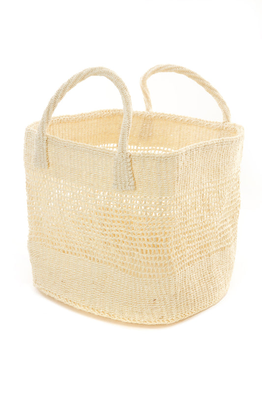 Natural Cream Lace Weave Square Sisal Baskets