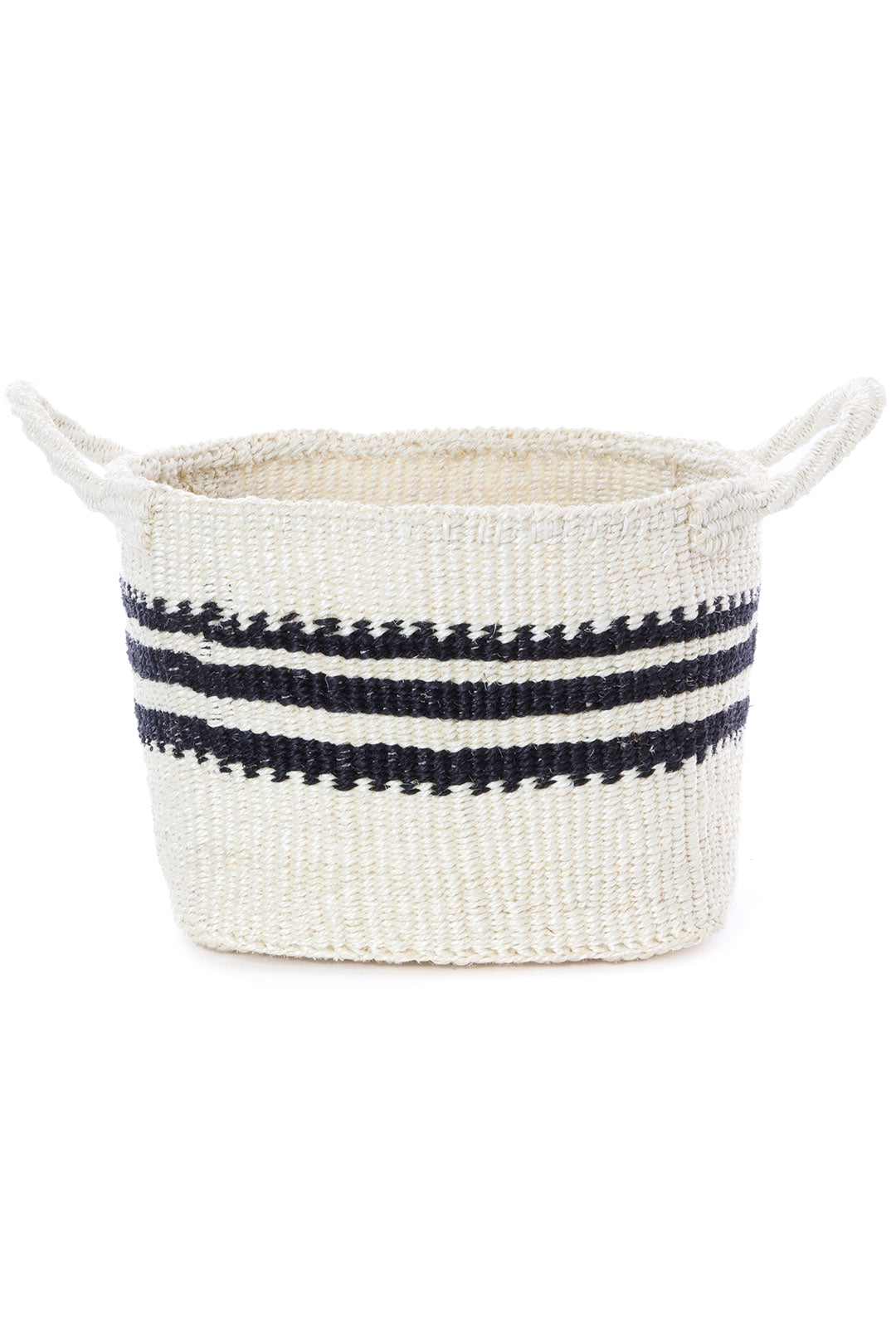 Sisal Storage Basket in White with Black Stripes