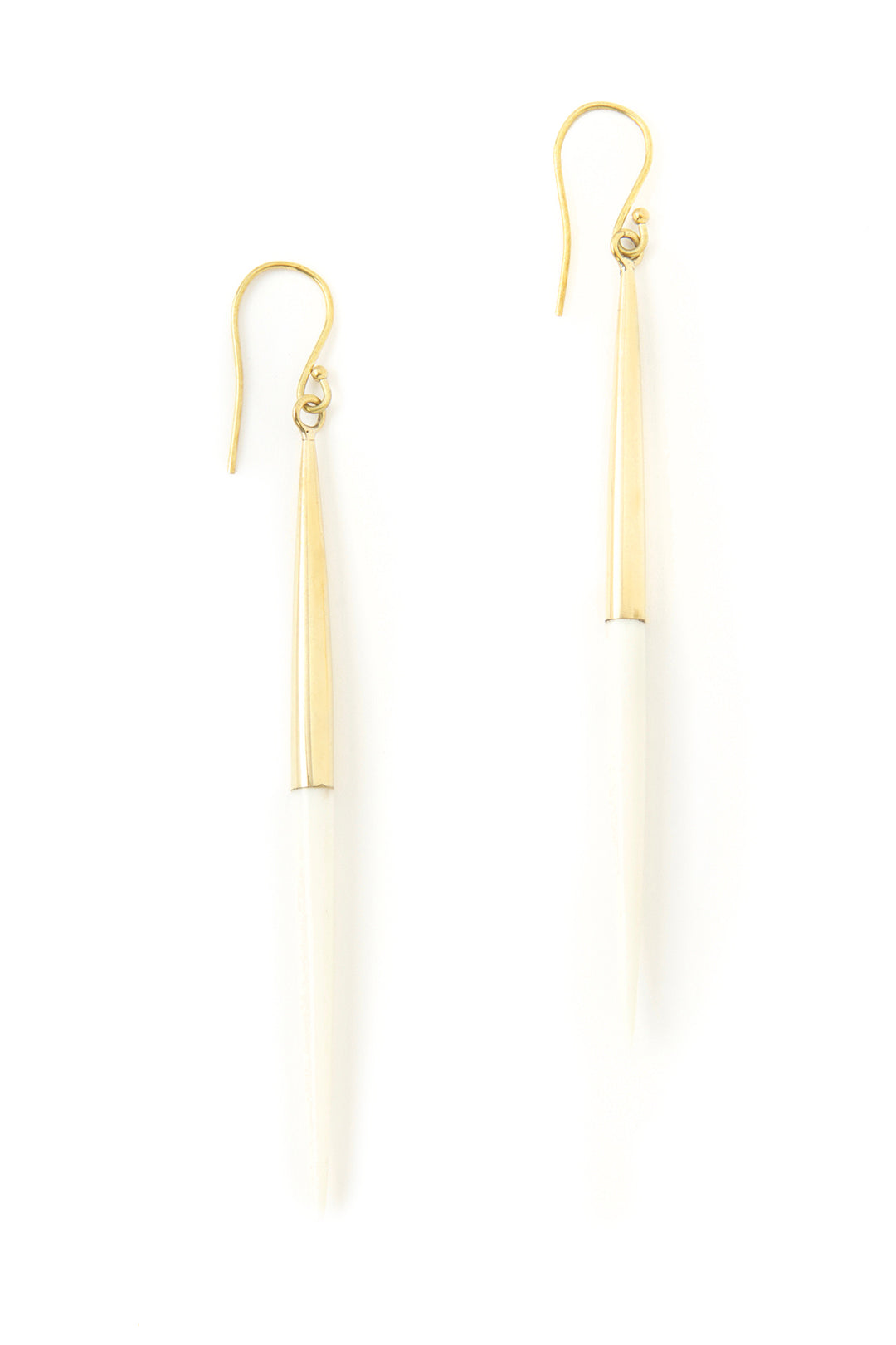 Kenyan Brass and Cow Bone Javelin Earrings