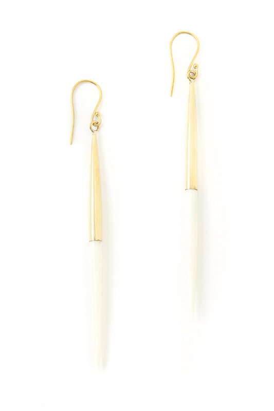 Kenyan Brass and Cow Bone Javelin Earrings