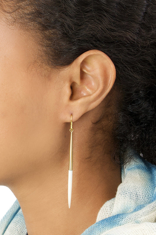 Kenyan Brass and Cow Bone Javelin Earrings