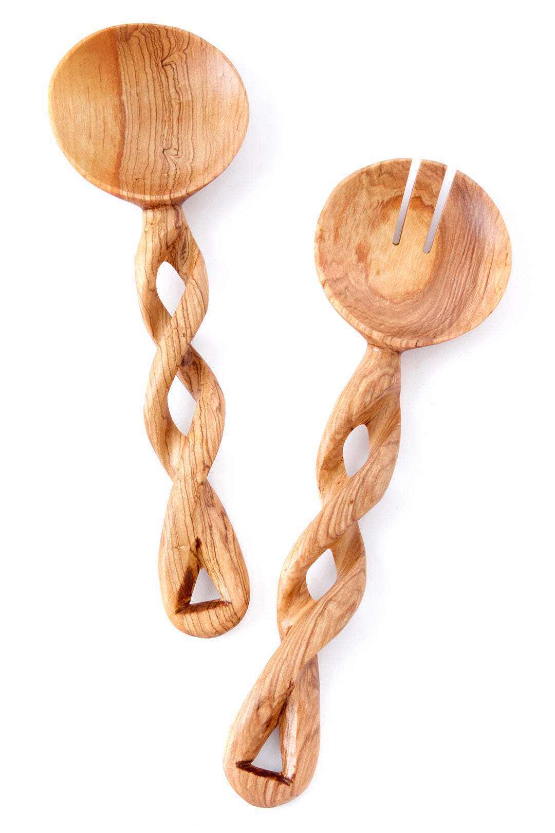 Twisted Olive Wood Salad Server Set