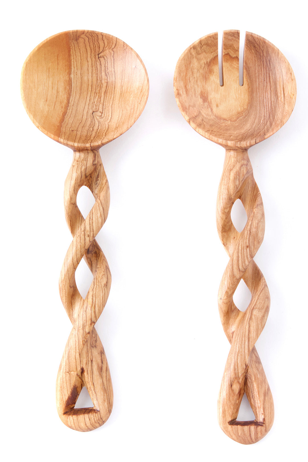 Twisted Olive Wood Salad Server Set