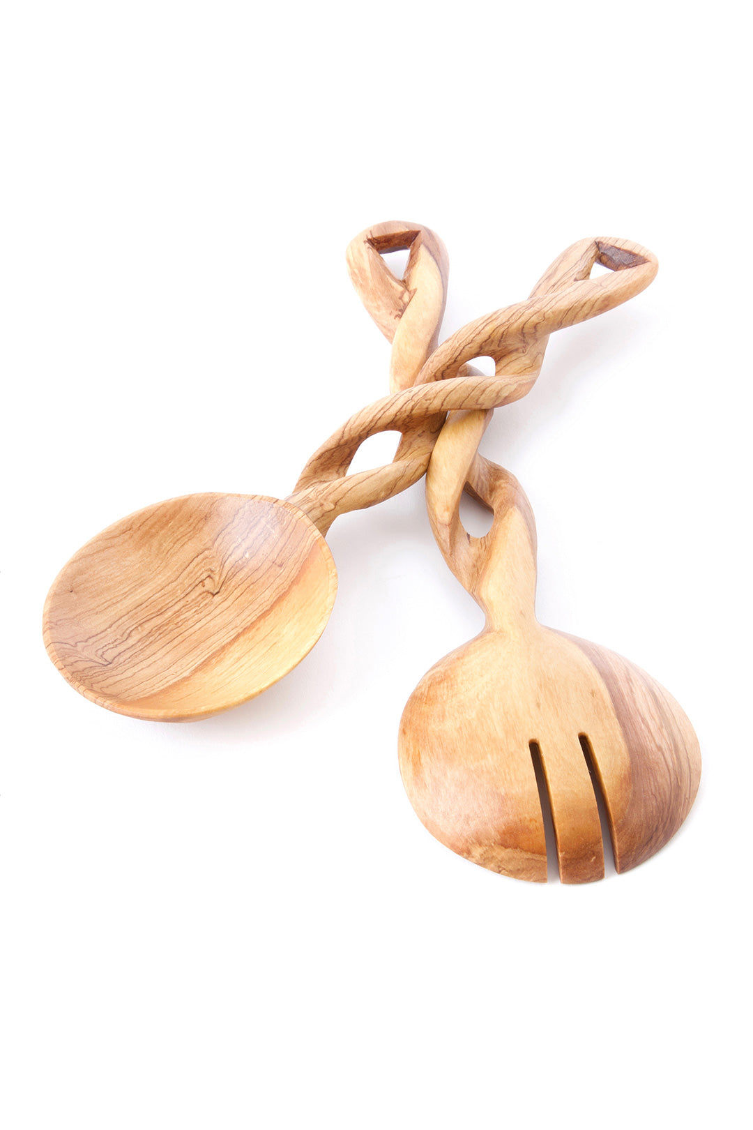 Twisted Olive Wood Salad Server Set