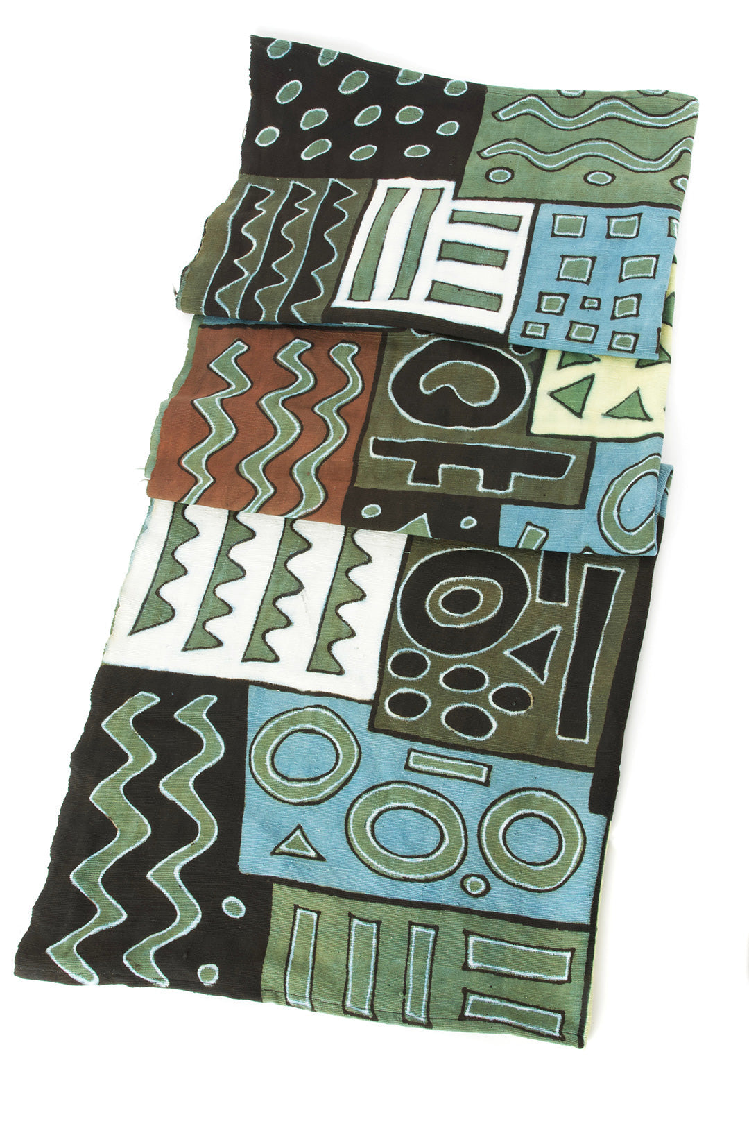African Blue and Green Bogolan Festival Throw Blanket
