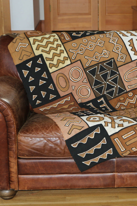 African Earth Tone Bogolan Festival Throw Blanket