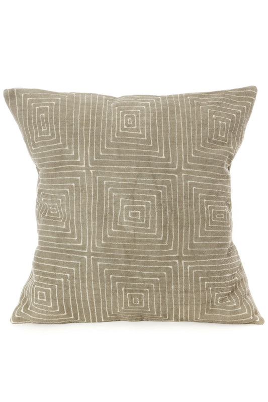 Grey Segou Squares Organic Cotton Pillow Cover