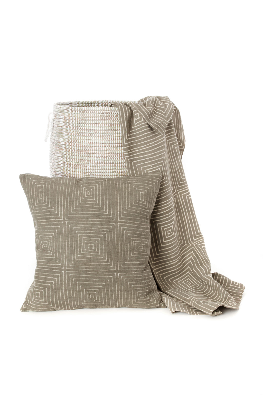 Grey Segou Squares Organic Cotton Pillow Cover